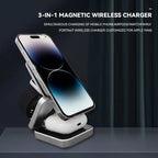 Aluminum Alloy 3-in-1 magnetic foldable wireless charger for iPhones 15, 14, 13, 12, all AirPods and Apple Watches - sky-case