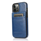 iPhone 15 Pro Case Leather Phone Case for iPhone 15, 14, 13, 12, 11 Pro Max - Card Slot, Cover Stand, Shockproof Cover Blue / IPhone 15 Pro Max - sky-case