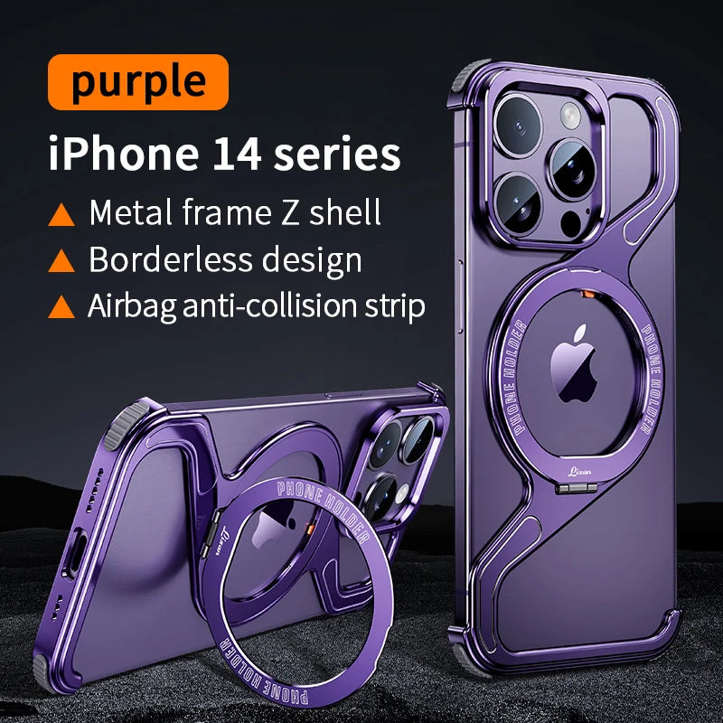 New Aluminum 360° Rotation Metal Phone Cover Purple / For Iphone 15 - sky-case