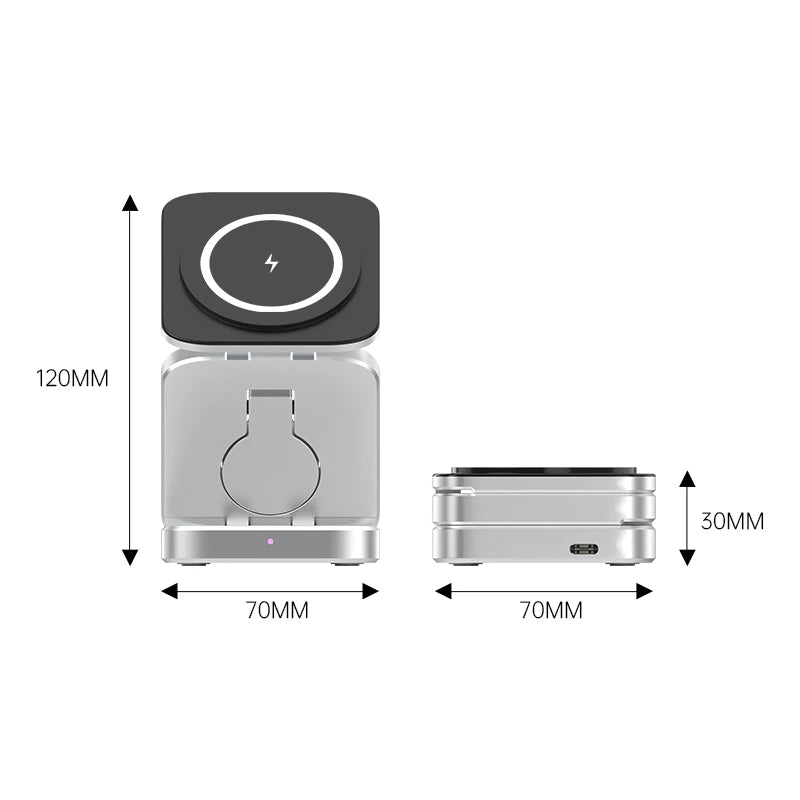 3-in-1 Wireless Charger Magnetic Folding Stand - sky-case