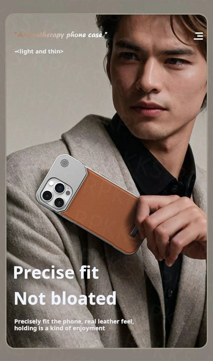 Luxury leather iPhone Case with Frameless Magnetic Cover - sky-case