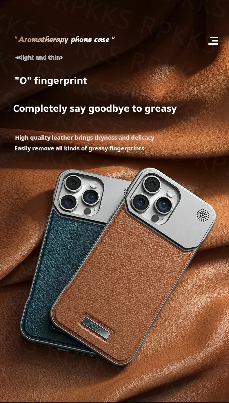 Luxury leather iPhone Case with Frameless Magnetic Cover - sky-case