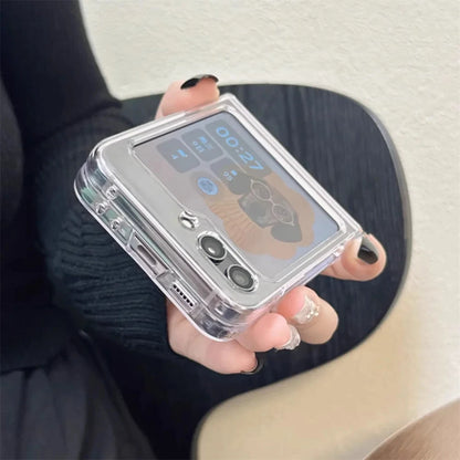 Korean Clear Case for Samsung Z Flip with Hinges and Full Body Protection PC Cover - sky-case