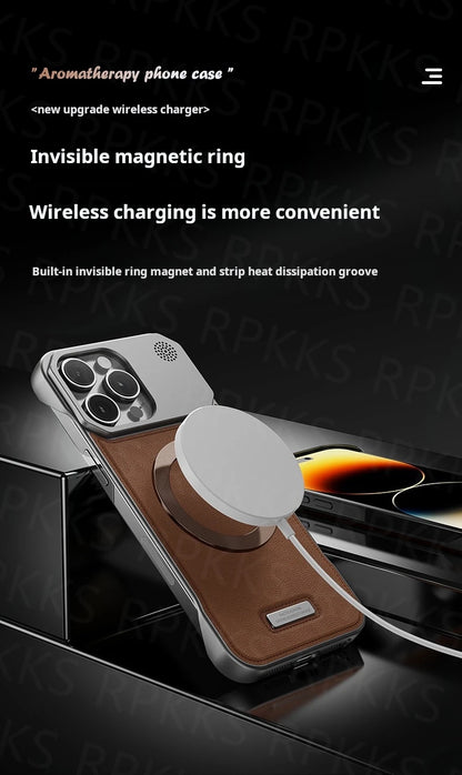 Luxury leather iPhone Case with Frameless Magnetic Cover - sky-case