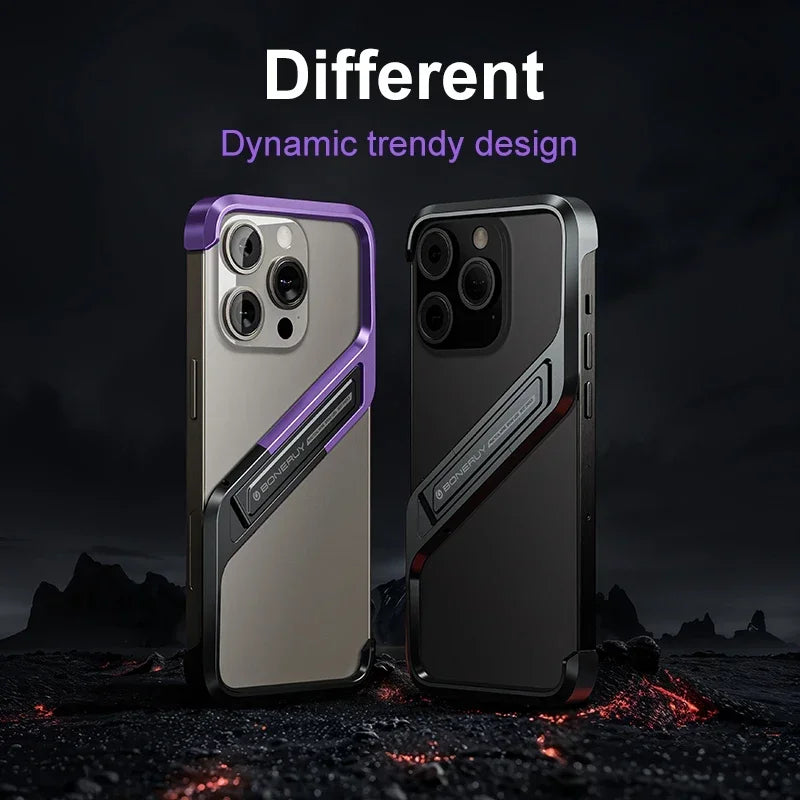 Luxury Metal Geometric Rimless Aluminum Phone  Cover