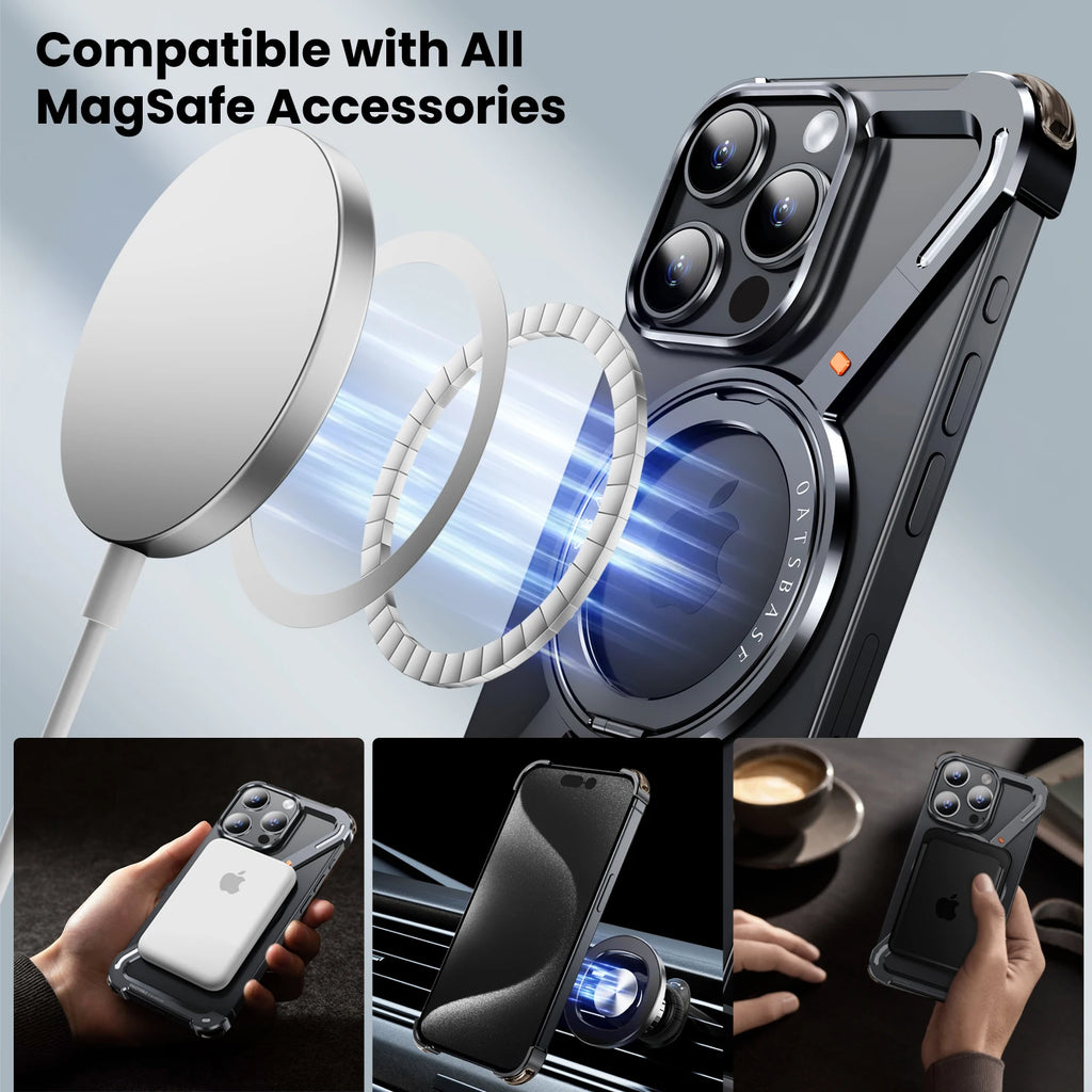 Luxury Aluminum Alloy Frame 360° Rotation Shape Metal Holder Phone Cover - sky-case