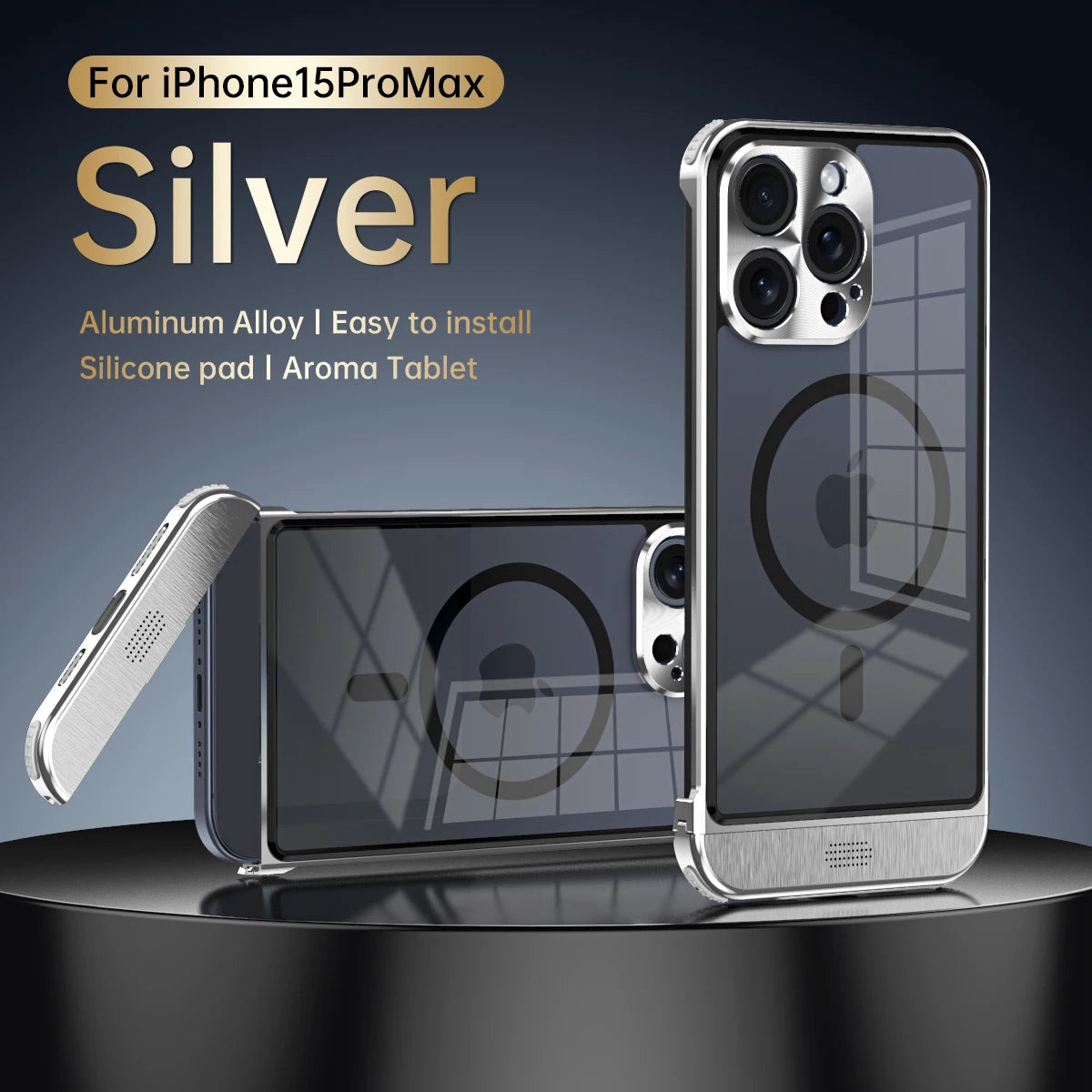 Luxury High Aluminum Alloy Magnetic Cover Silver / For iPhone 15 Pro - sky-case