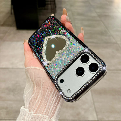 Luxury Diamond Heart Mirror Case - sky-case