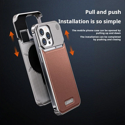 Luxury Leather Magnetic Aluminum Cover