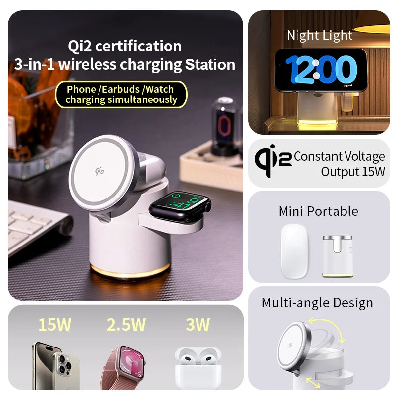 Foldable 3-in-1 Magnetic Charger – 15W Fast Charging - sky-case