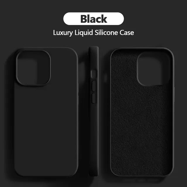 Silicone Case For iPhone 15 14 13 12 11 Pro Max Shockproof Cover Black / For iPhone 15 ProMax - sky-case