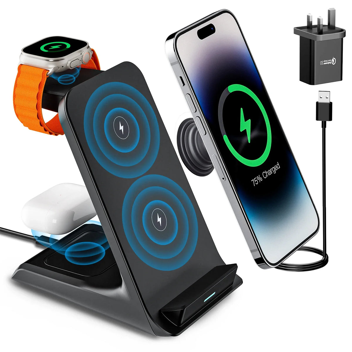 3-in-1 Charging Stand – Wireless Dock for Apple Devices - sky-case