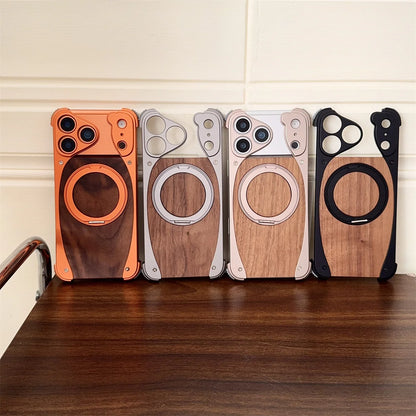 Walnut Wood Magnetic Metal Case - sky-case