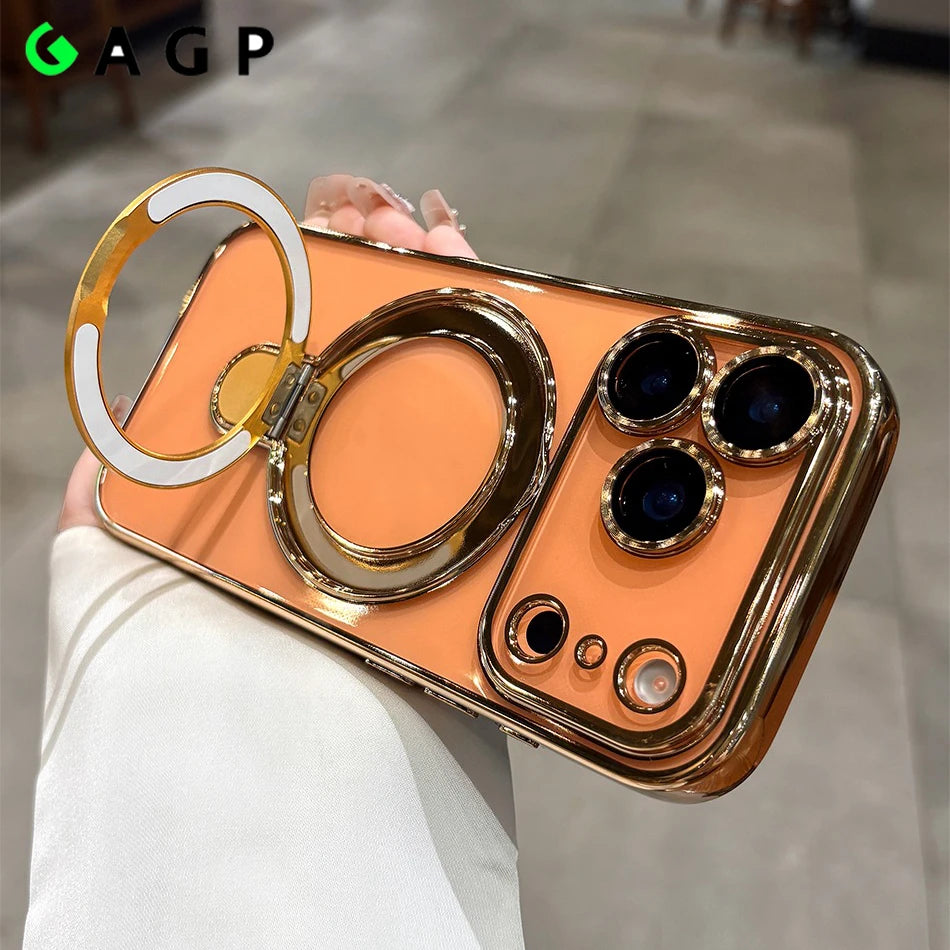 Luxury Plating MagSafe Magnetic Bracket Case - sky-case