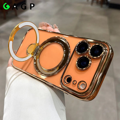 Luxury Plating MagSafe Magnetic Bracket Case - sky-case