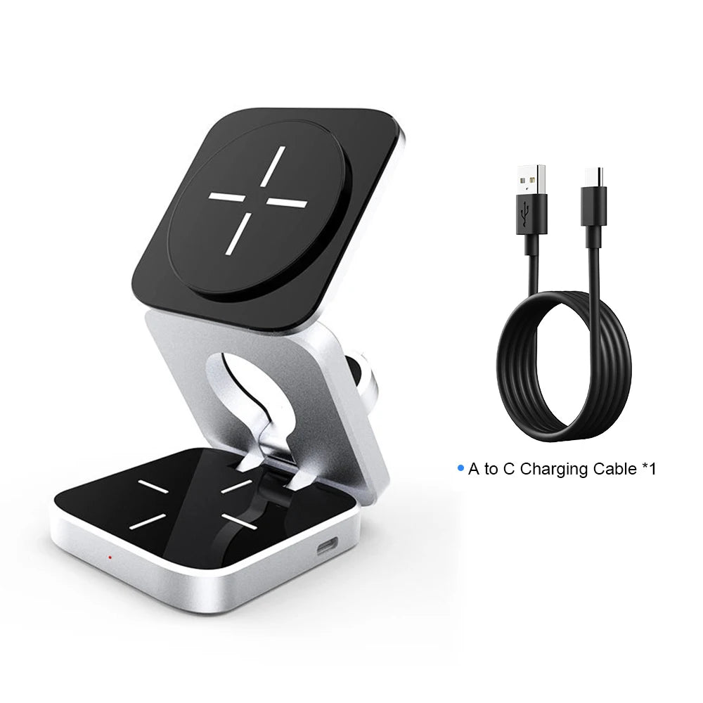 3-in-1 Wireless Charger Magnetic Folding Stand Only Charger Holder - sky-case