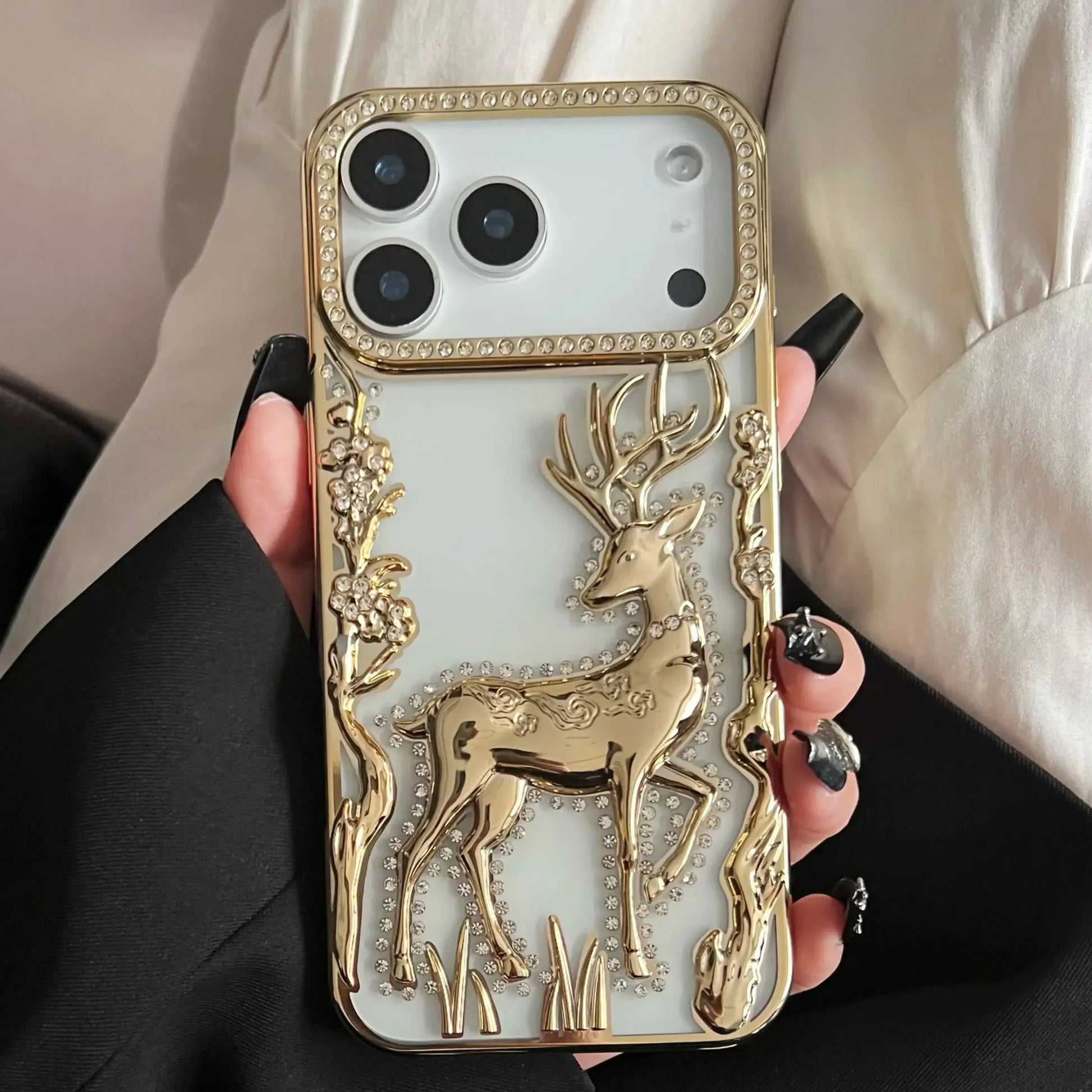 Bling Diamond Hollow Deer Case For iPhone - sky-case