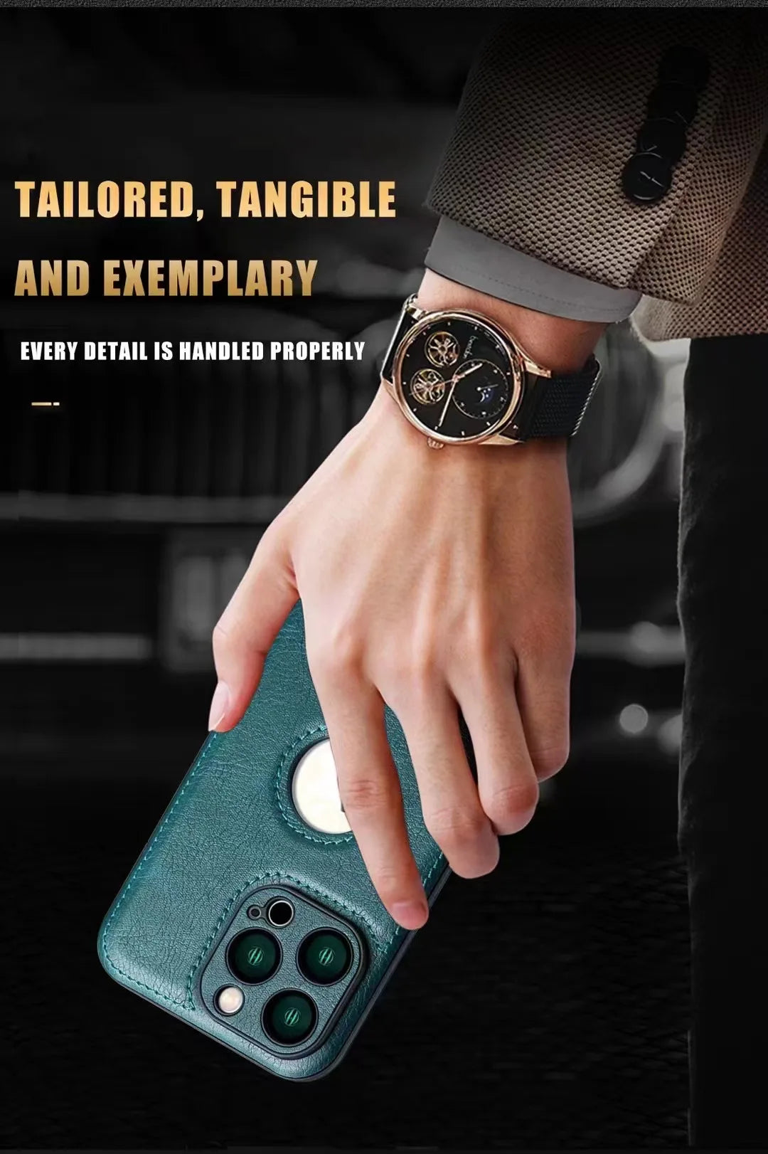 Logo View Luxury Leather Camera Lens Protection Case - sky-case