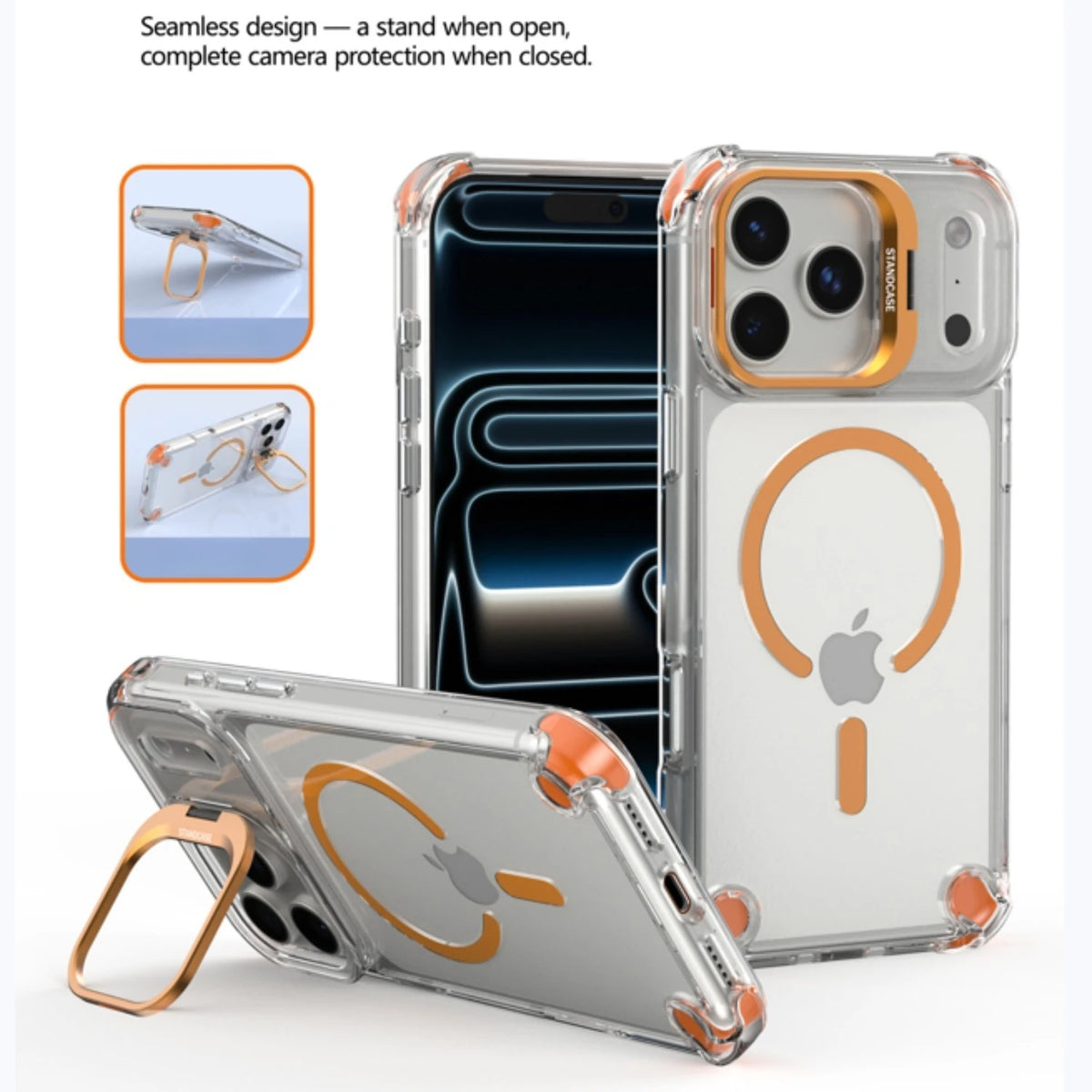 Magnetic Clear Stand Case for iPhone 17 Pro Max 17 Pro 17 Air - sky-case