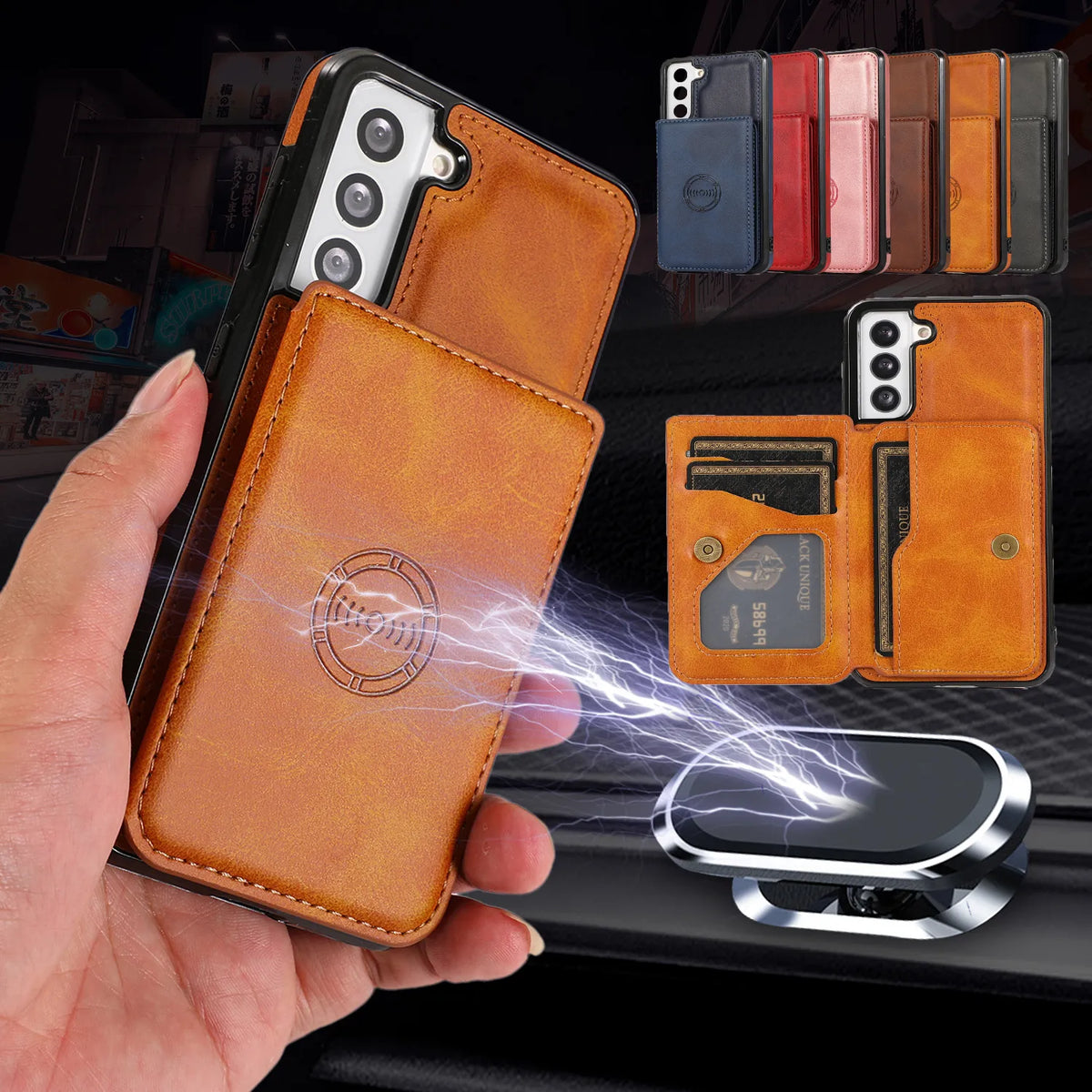 Leather Wallet Case for Samsung Galaxy S23 Ultra S21 S20 Plus S20 Card Slot Wallet Cover - sky-case