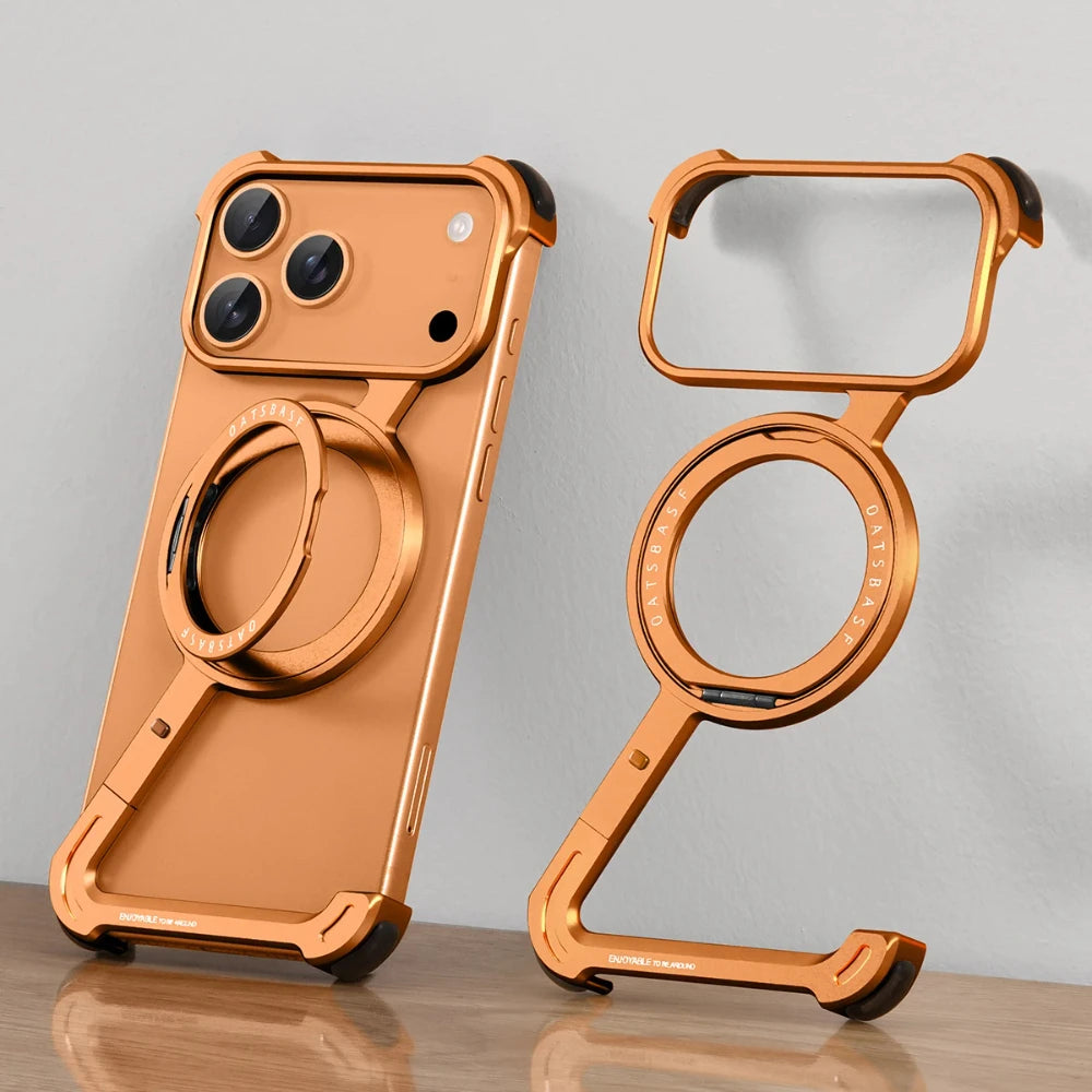 Luxury Frameless Metal Ring Stand Case – Slim & Shockproof