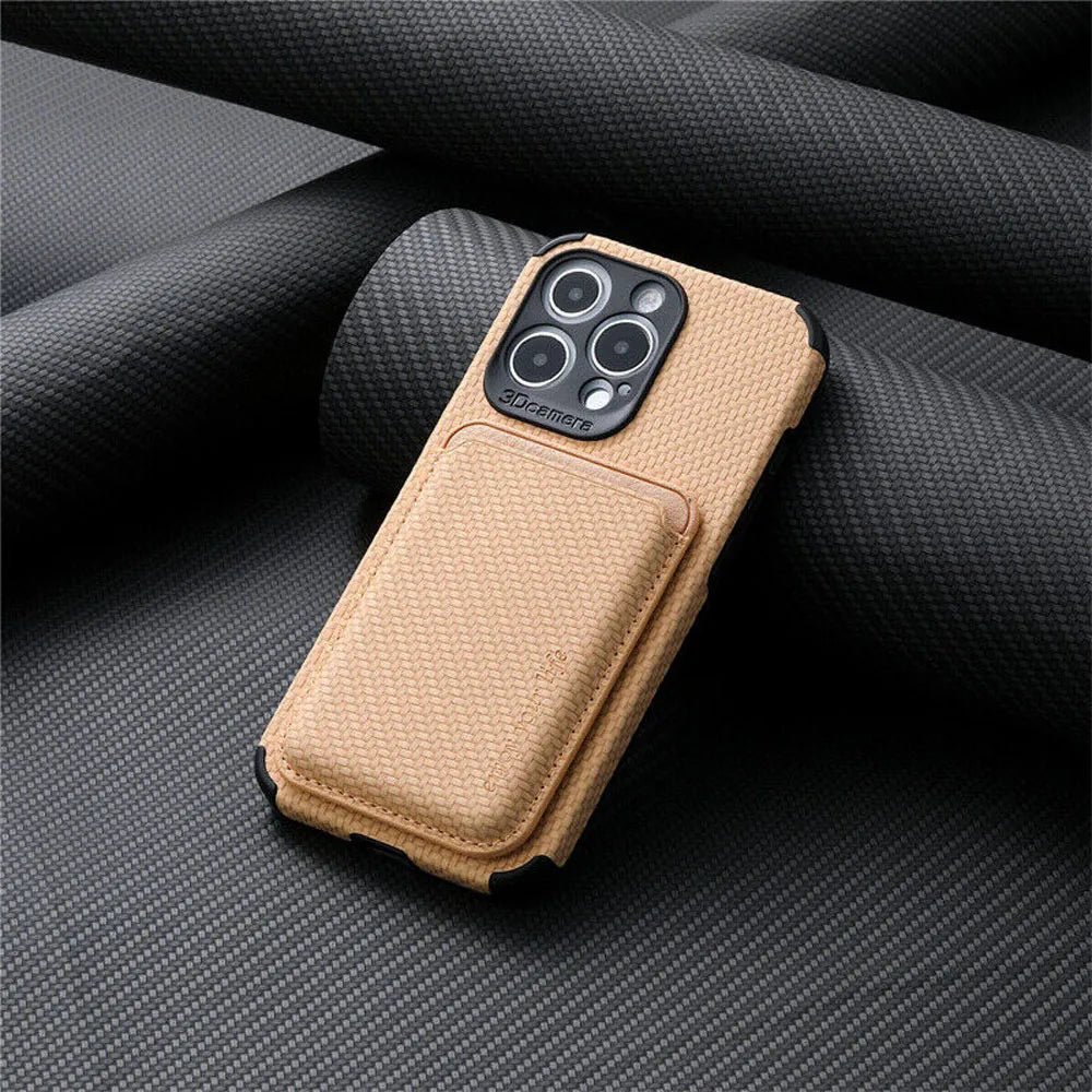 Carbon Fiber Magnetic Case for iPhone 15 14 13 11 Magsafe Wireless Charging Case Beige / China / For iPhone X - sky-case