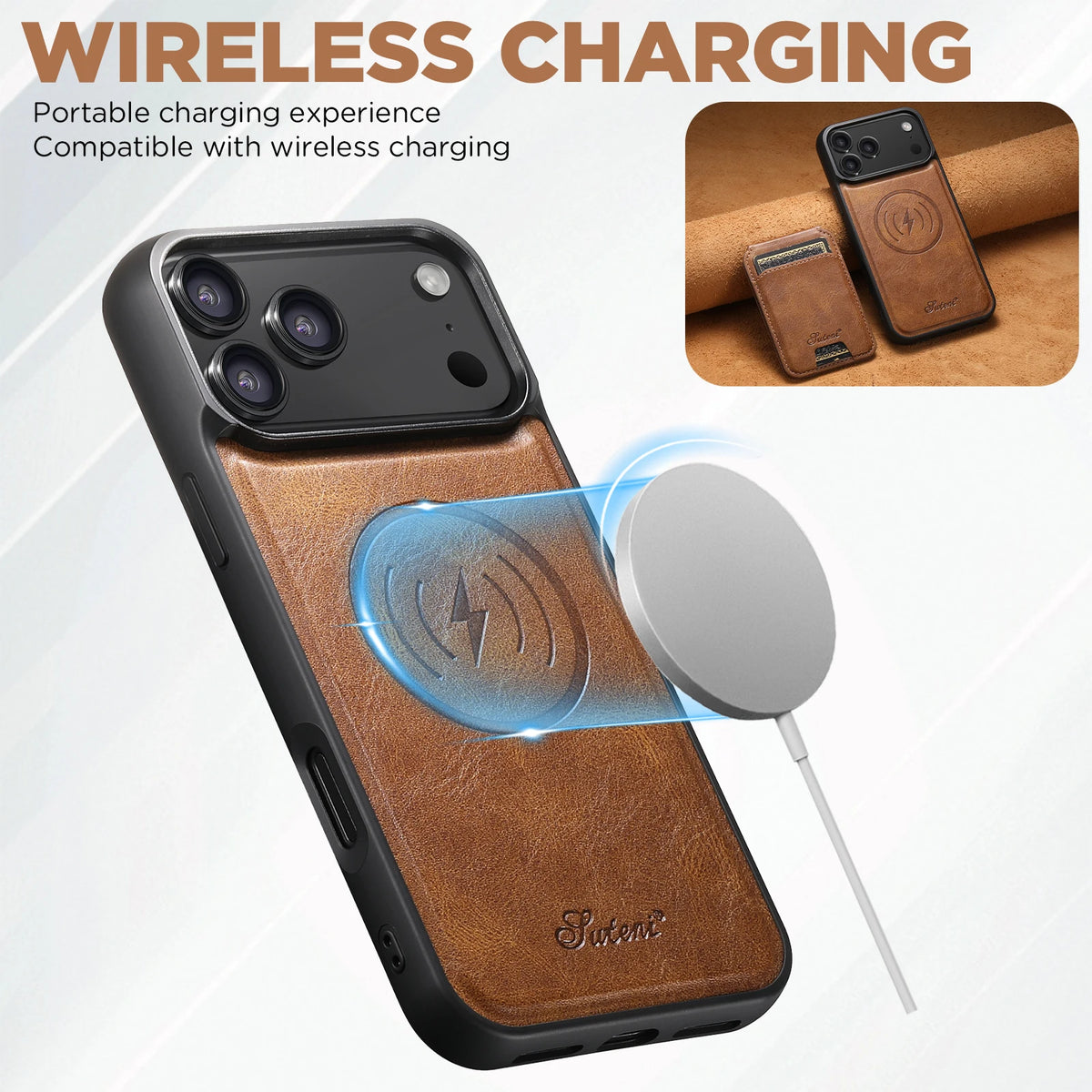 Premium Leather Card Holder Case for iPhone 17 series