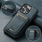 Luxury Magnetic Card Slot Leather Wallet Phone Cover - sky-case