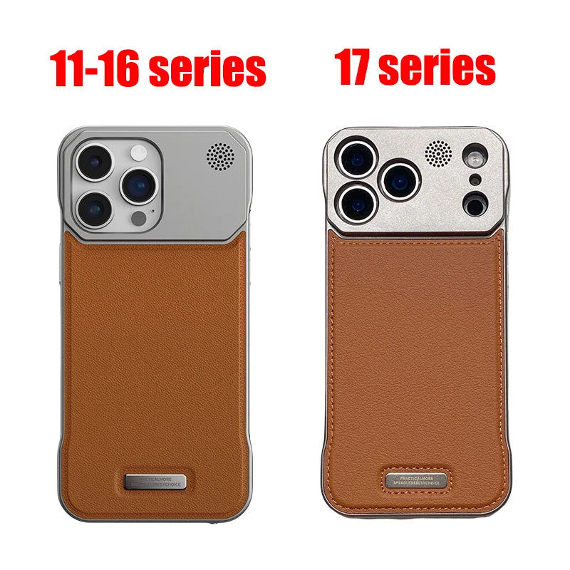 Luxury leather iPhone Case with Frameless Magnetic Cover - sky-case