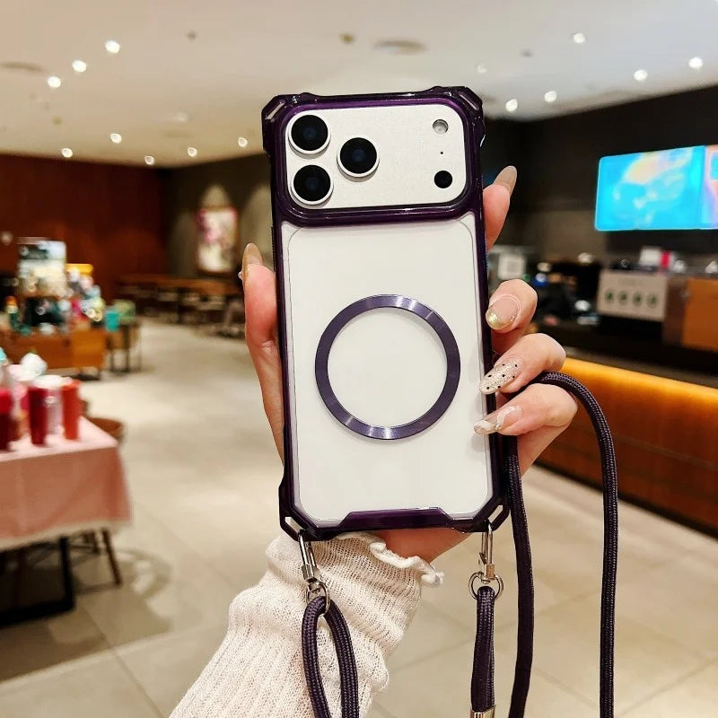 MagSafe Shockproof Crossbody Clear Case - sky-case