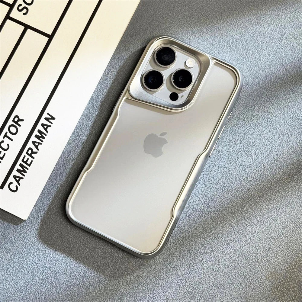 Luxury Plating Slender Waist Transparent Cover Titanium Silver / For iPhone 16 - sky-case