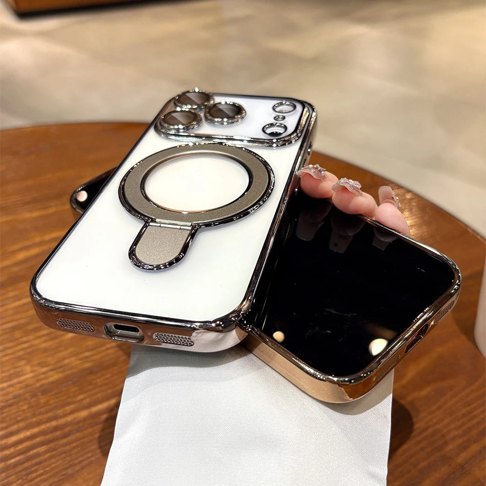 Luxury Plating MagSafe Magnetic Bracket Case - sky-case