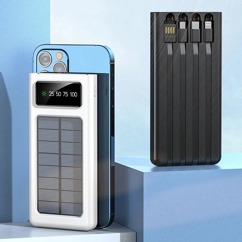 Xiaomi Solar Power Bank 200000mAh Built-in Cables Solar Charger 2 External USB Ports with LED Light Ultra Fast Charger Powerbank - sky-case