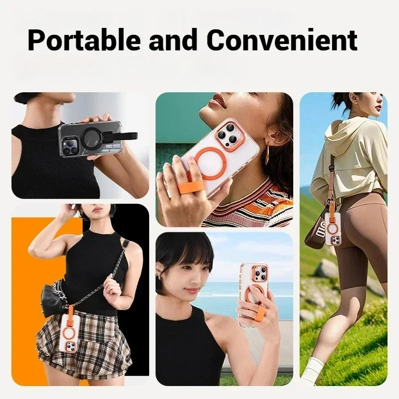 Luxury Magnetic Ring Kickstand Lanyard Cover - sky-case