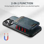 Luxury Magnetic Card Slot Leather Wallet Phone Cover - sky-case