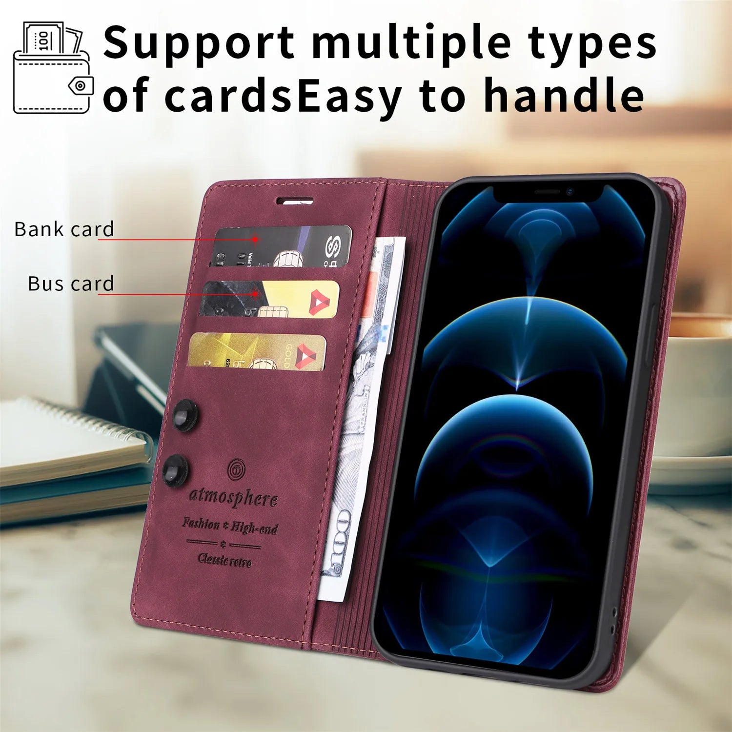 Luxury Leather Flip Phone Case for Samsung Galaxy Wallet Cover - sky-case