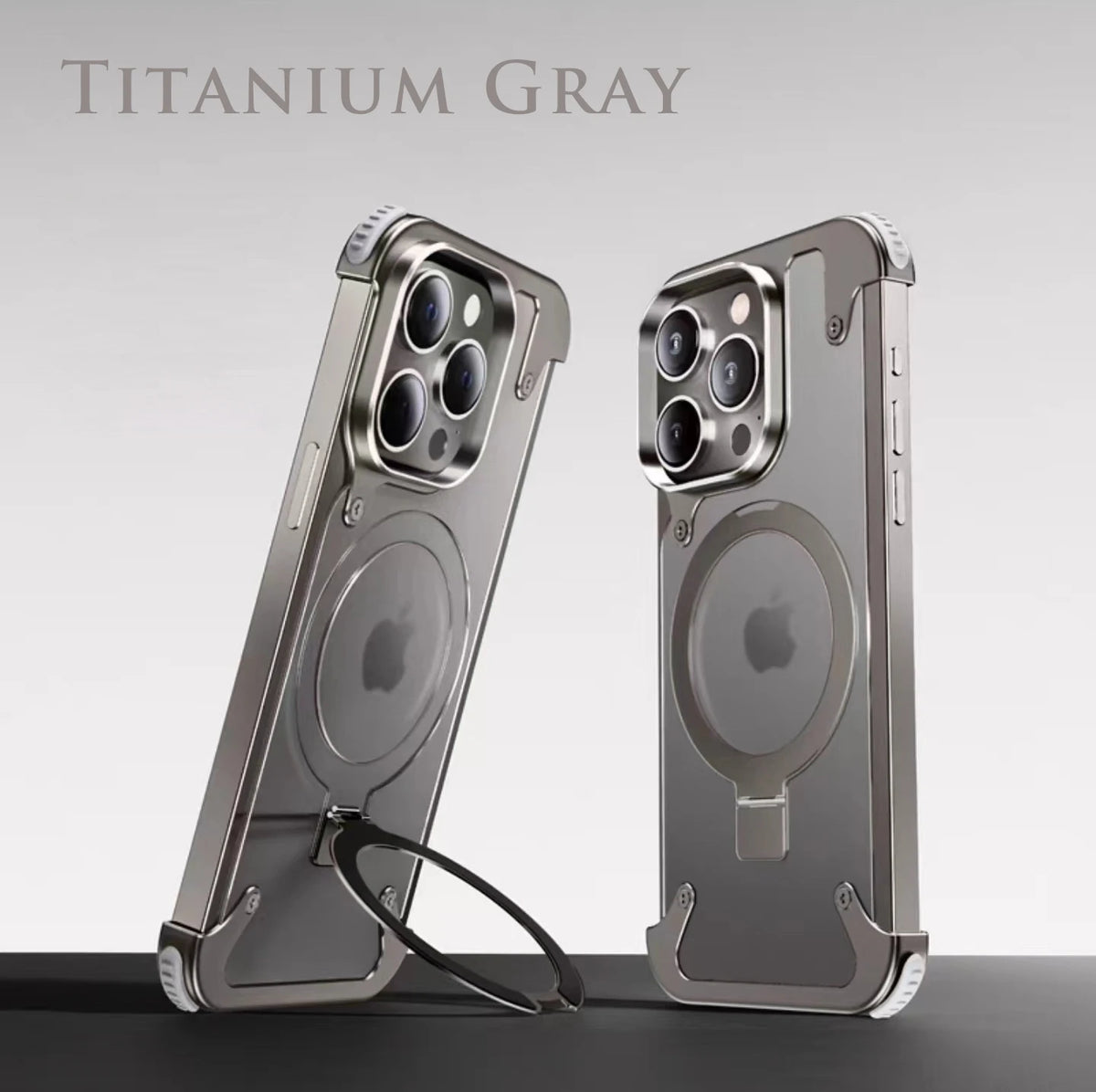 Luxury Metal case magnetic stand Matte Phone Cover Titanium Gray / For iPhone 15 Pro Max - sky-case