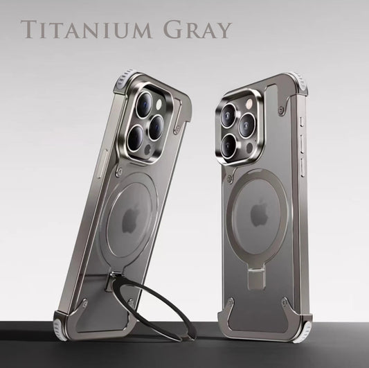 Luxury Metal case magnetic stand Matte Phone Cover Titanium Gray / For iPhone 14 Pro Max - sky-case