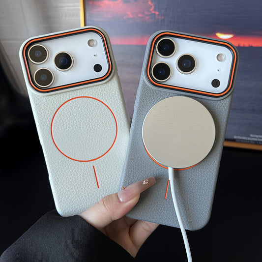 Luxury Leather Magnetic Case with Polished Lychee Pattern - sky-case