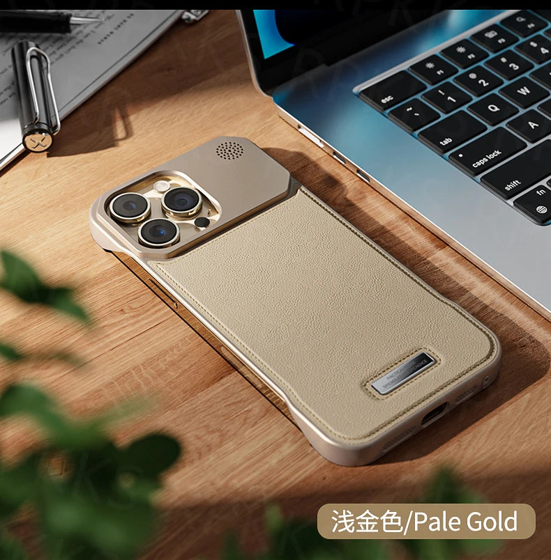 Luxury leather iPhone Case with Frameless Magnetic Cover - sky-case