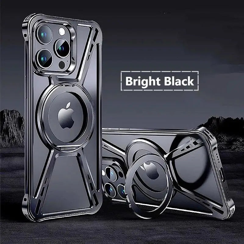 Luxury 360 Rotate Magnetic Aluminum alloy Cover Black / For iPhone 16 Pro Max - sky-case