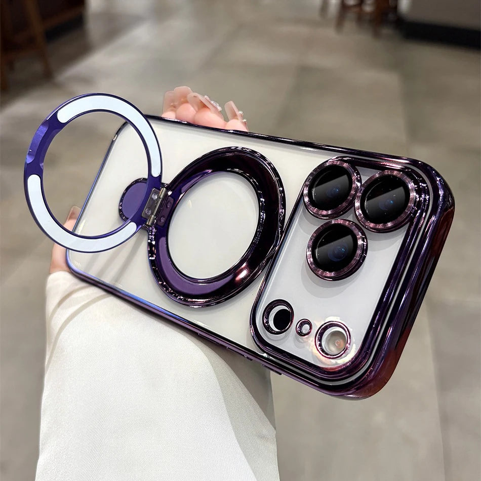 Luxury Plating MagSafe Magnetic Bracket Case - sky-case