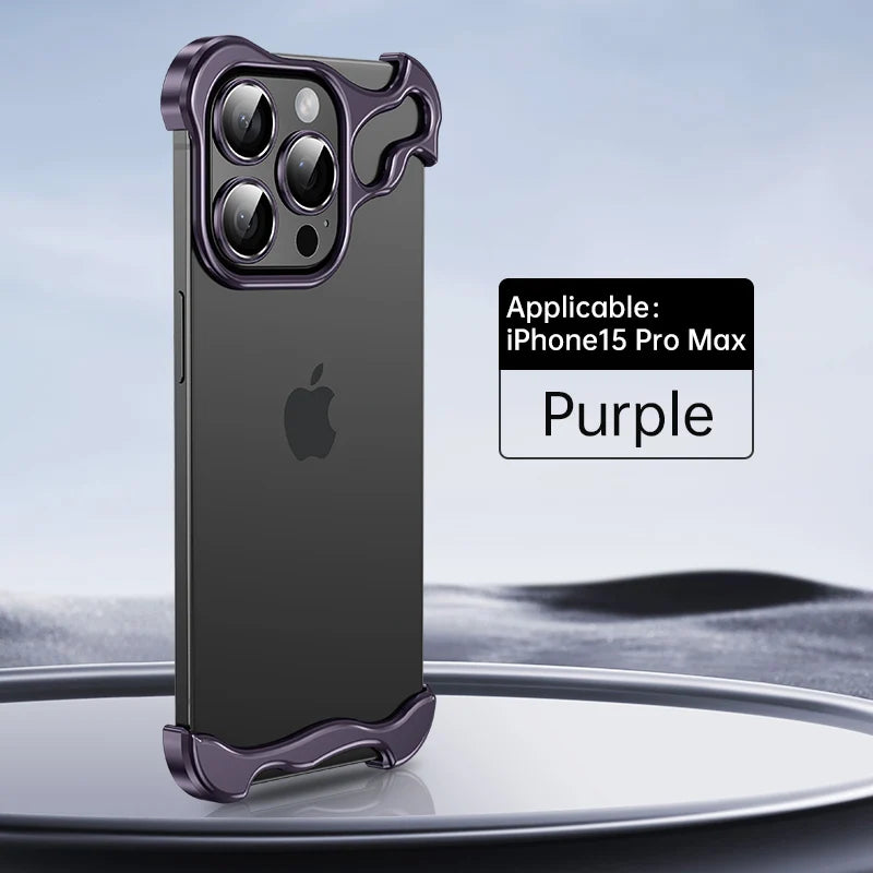 Luxury Aluminum Metal Rimless Anti-drop Phone Cover Purple / For iPhone 15 Pro Max - sky-case