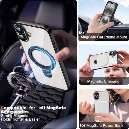 MagSafe Magnetic Case with Finger Ring for iPhone 17 with Shock-Absorbing Back Cover - sky-case