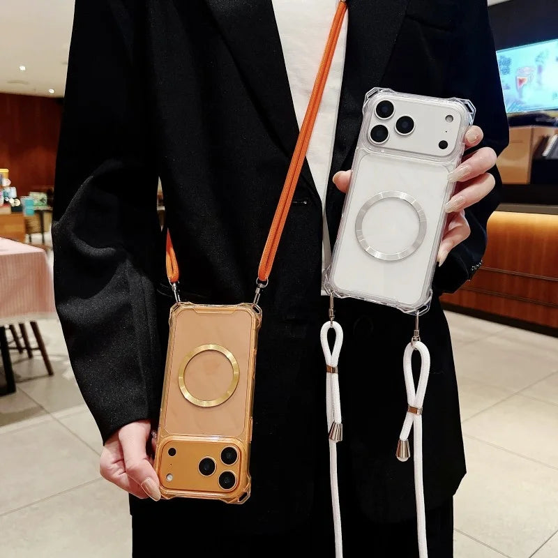 MagSafe Shockproof Crossbody Clear Case - sky-case