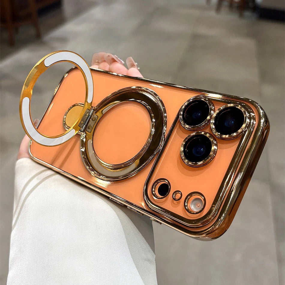 Luxury Plating MagSafe Magnetic Bracket Case - sky-case