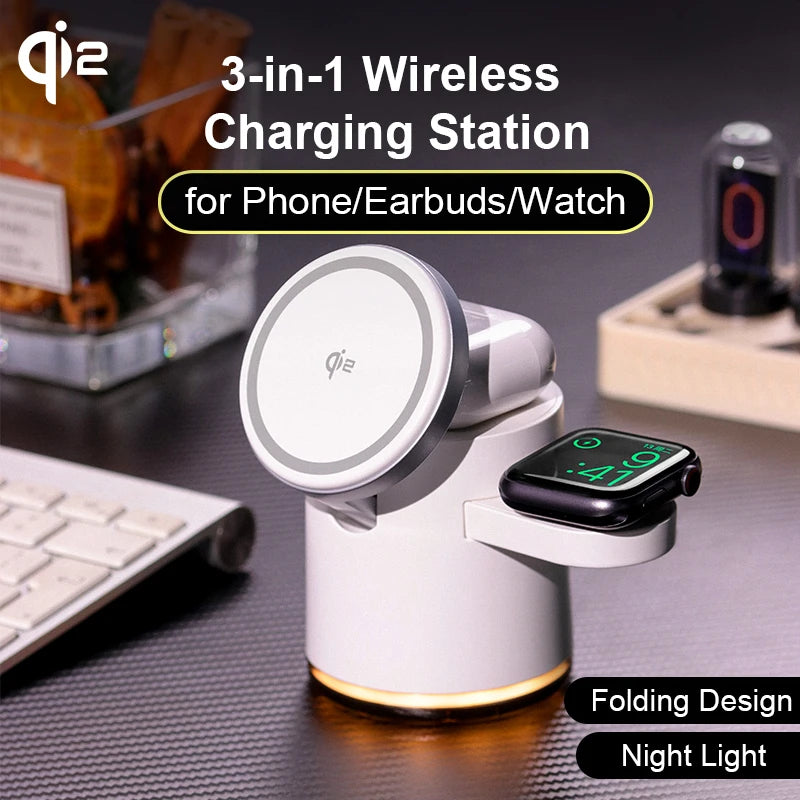 Foldable 3-in-1 Magnetic Charger – 15W Fast Charging - sky-case