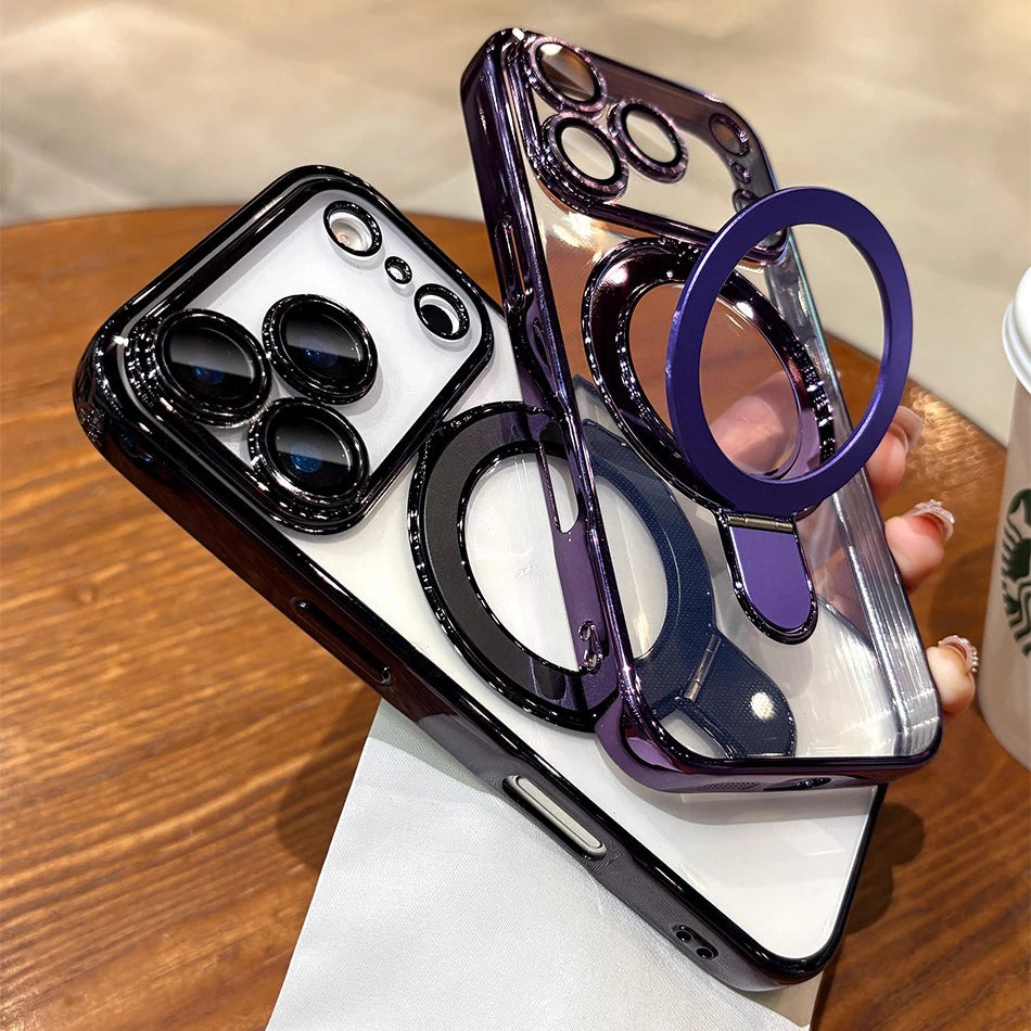 Luxury Plating MagSafe Magnetic Bracket Case - sky-case