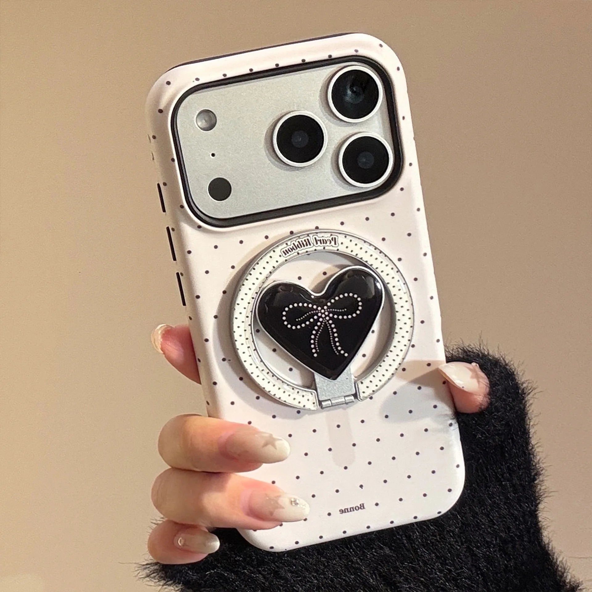 Korean Polka Dot Heart Magnetic Case - sky-case