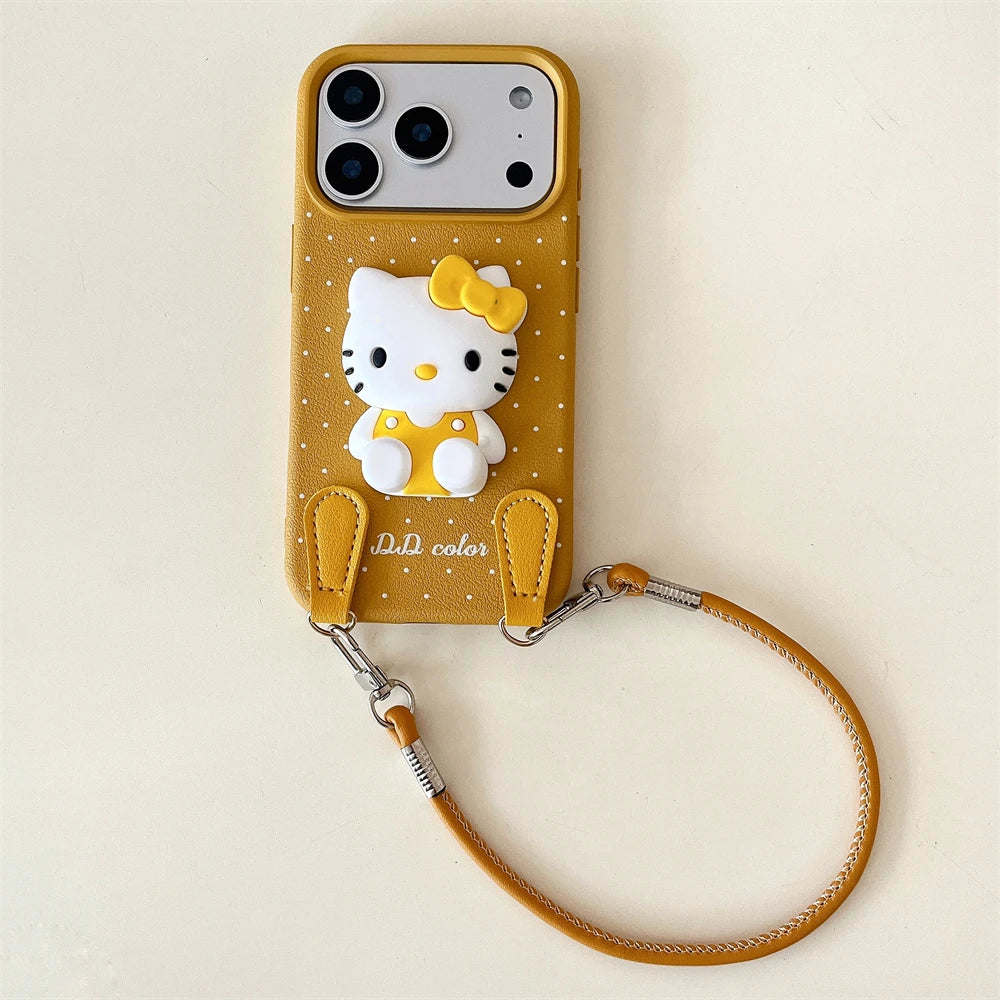 3D Hello Kitty Autumn Wine Red Lanyard Case - sky-case